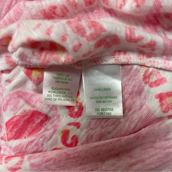 Lilly Pulitzer Shirt Women's Size Medium Hot Coral Trunk in Love Linen Duval Top - Picture 7 of 7